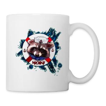 Waschbär Matrose Illustration | Yolo-Artwork - Tasse - Weiß - Rechts