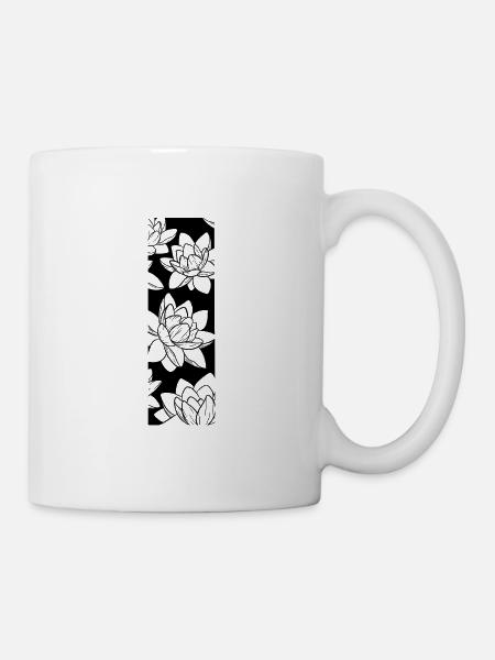 Fleur de lotus compo full black tattoo - Mug blanc - blanc