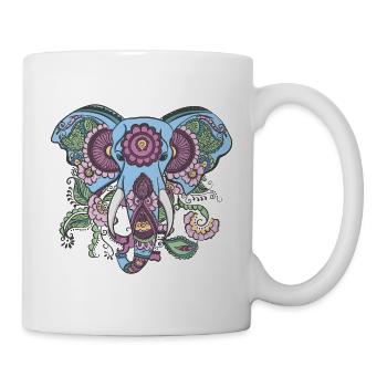 Mandala Elefant, schönes Mandala, Ganesha. (Color) - Tasse - Weiß - Rechts