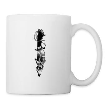 Tête de mort en couteau style dotwork - Mug blanc - blanc - Droite