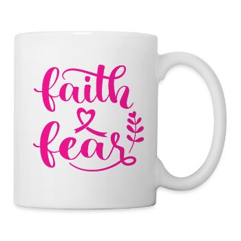 Glaube über Angst Brustkrebs Bewusstsein Geschenk - Tasse - Weiß - Rechts