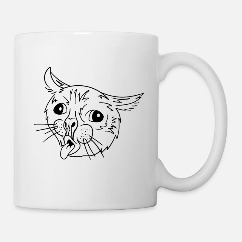 Ugly Coughing Cat Meme - Mug - white