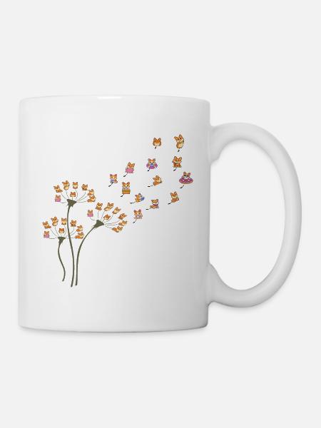 Pissenlit Corgi Fleur Mignon Chien Amoureux - Mug blanc - blanc