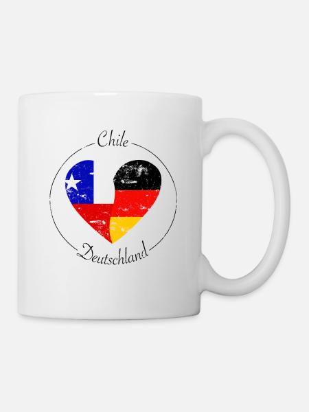 Flaggenherz Deutschland Chile Flagge - Tasse - Weiß