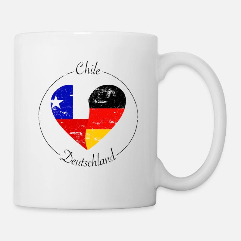Flaggenherz Deutschland Chile Flagge - Tasse - Weiß