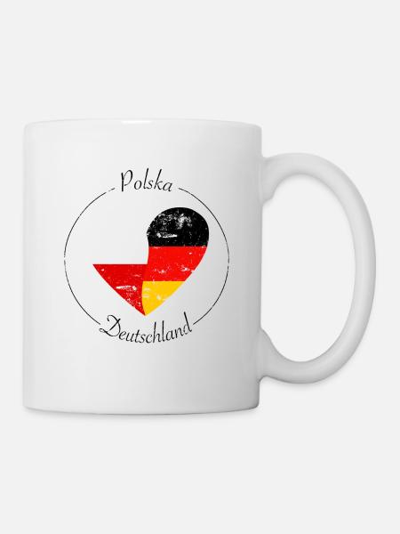 Flaggenherz Deutschland Polen Flagge - Tasse - Weiß