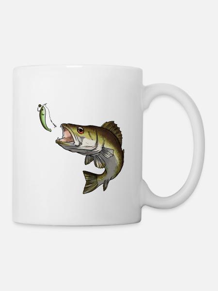 Sandre et poisson caoutchouté - Mug blanc - blanc