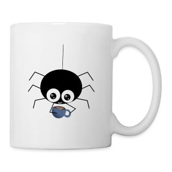 Spinne mit Kaffee - süße Geschenkidee - Tasse - Weiß - Rechts