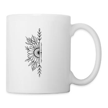 Fleur de tournesol dotwork - Mug blanc - blanc - Droite