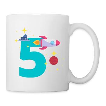 5. Geburtstag. 5 Jahre Geburtstagsgeschenk - Tasse - Weiß - Rechts