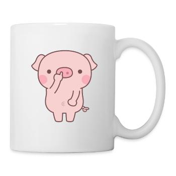 Süßes kleines Schweinchen Picking Nase Doodle - Tasse - Weiß - Rechts