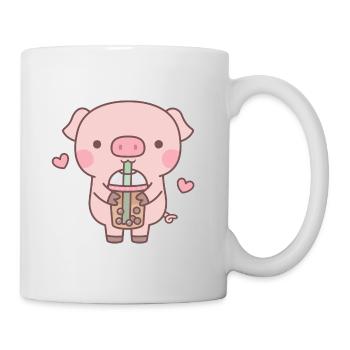 Cute Little Piggy Loves Bubble Tea - Mug - white - Right