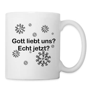 gott liebt uns corona schwarz - Tasse - Weiß - Rechts
