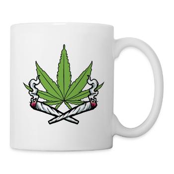 HANF CANNABIS JOINT GRAS KIFFEN KIFFER - Tasse - Weiß - Rechts