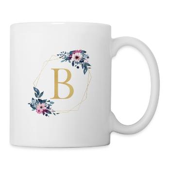 Personalisierbar Monogramm Watercolour Floral B - Tasse - Weiß - Rechts