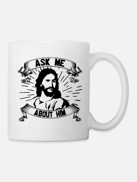 Jesus Christus Fragt Mich Nach Ihm Jesusgesicht - Tasse - Weiß