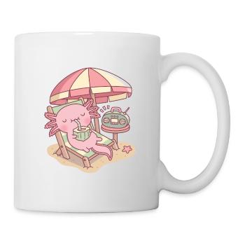 Mignon Axolotl relaxant à la plage - Mug blanc - blanc - Droite