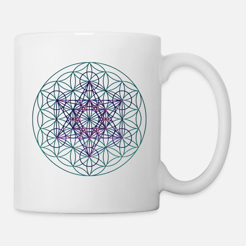 Blume Des Lebens Mit Metatron Würfel 1 - Tasse - Weiß