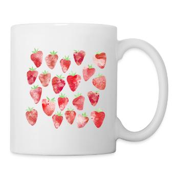 Erdbeer-Aquarell - Tasse - Weiß - Rechts