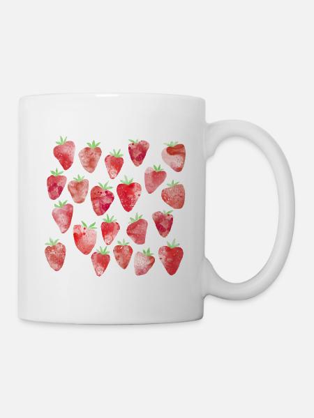 Erdbeer-Aquarell - Tasse - Weiß