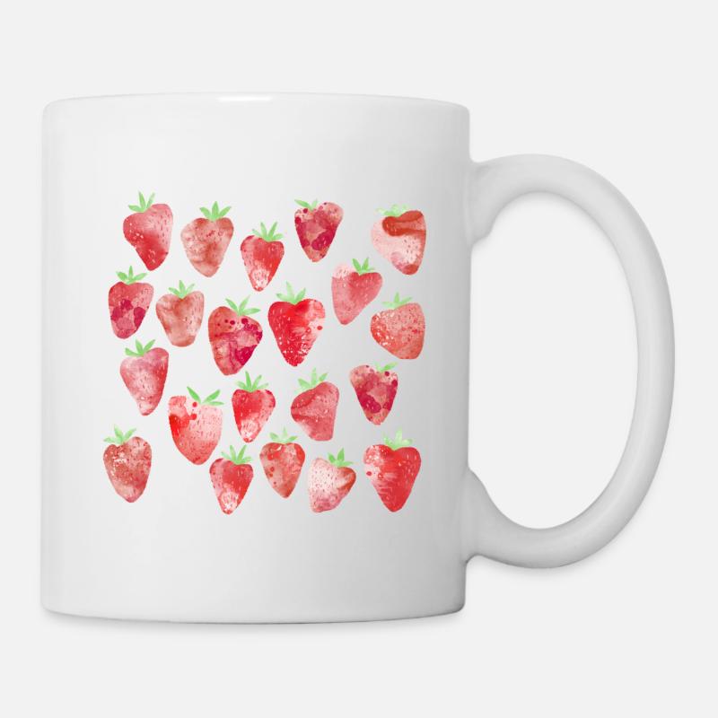 Erdbeer-Aquarell - Tasse - Weiß