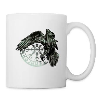 Green Viking raven and runic symbol - Mug - white - Right