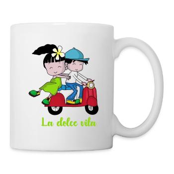 La dolce vita – Paire scooter - Mug blanc - blanc - Droite
