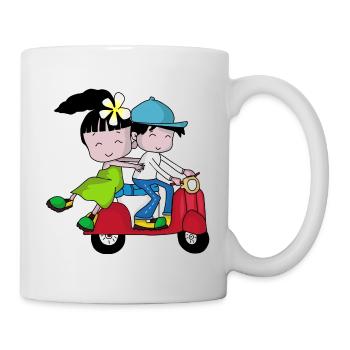 Scooter Couple – Journey with Moped - Mug - white - Right