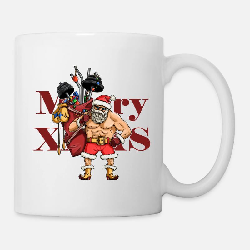 Lustiger Weihnachtsmann Bodybuilder. - Tasse - Weiß