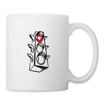 Heart red traffic light - Mug - white - Right