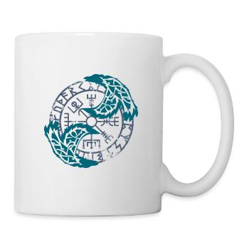 Wikingerkrähe und Vegvisir - Tasse - Weiß - Rechts