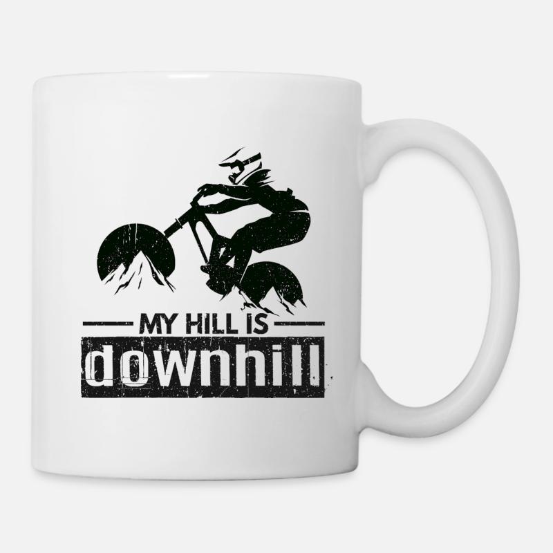 My Hill est Downhill Action Nature VTT Downhiller - Mug blanc - blanc
