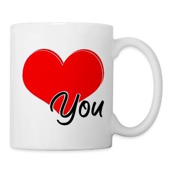 red heart declaration of love - Mug - white - Right