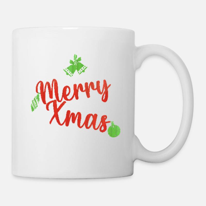 Fröhlicher Weihnachtspullover grün und rot - Tasse - Weiß