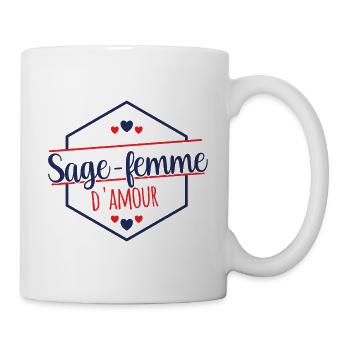 Sage-Femme Amour tshirt idée cadeau professionnel - Mug blanc - blanc - Droite