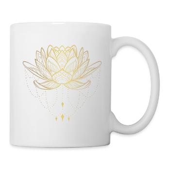 Lotus in Gold.Yoga, Meditation, Spirituality. - Mug - white - Right