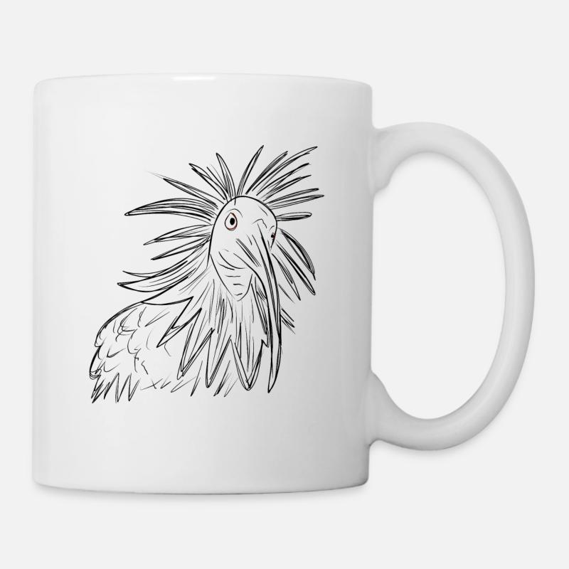 Waldrapp Vogel Zeichnung - Tasse - Weiß