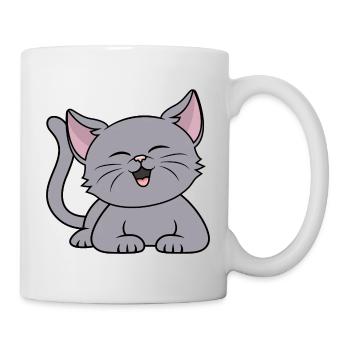 Süße graue Katze Kätzchen Katzen Katzenbesitzerin - Tasse - Weiß - Rechts