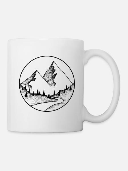 logo montagne rond, dessin de montagne - Mug blanc - blanc