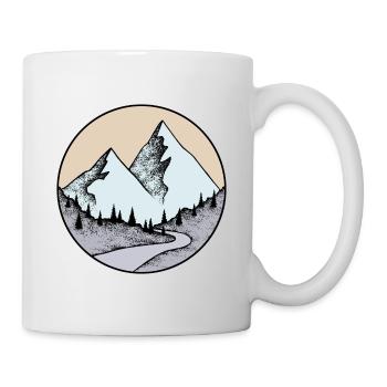 drawing mountain landscape - Mug - white - Right