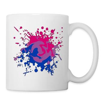 LGBTQ+ bi splatter design - Tasse - Weiß - Rechts