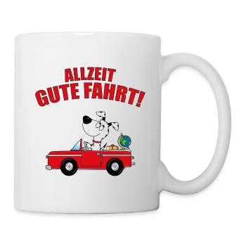 ALLZEIT GUTE FAHRT! - HUND - AUTO - FÜHRERSCHEIN - Tasse - Weiß - Rechts