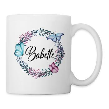 Babette, nom, lettrage, couronne de fleurs, cadeau - Mug blanc - blanc - Droite