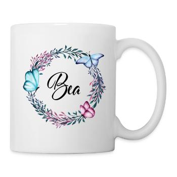 Bea, name, lettering, flower wreath, gift - Mug - white - Right
