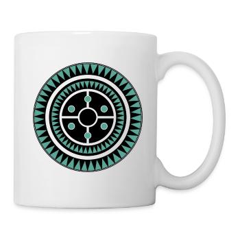 Sonnenkranz mit Punkten in Pastellbau - Tasse - Weiß - Rechts