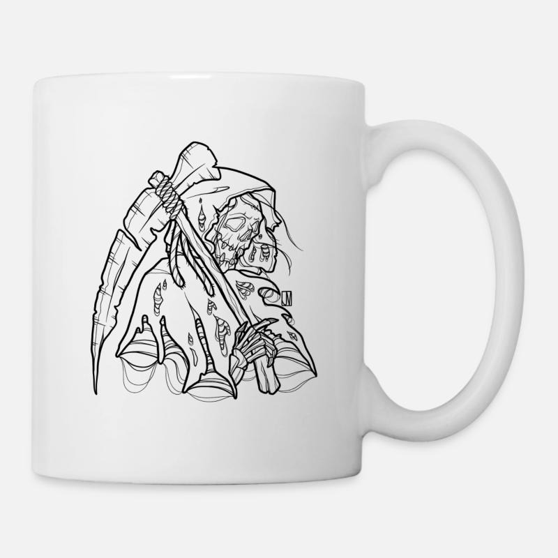 Grim Reaper Halloween Skeleton Vvatter Death (b) - Mug - white
