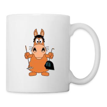 PFERD - PFERDESTALL AUSMISTEN - ABÄPPELN - Tasse - Weiß - Rechts