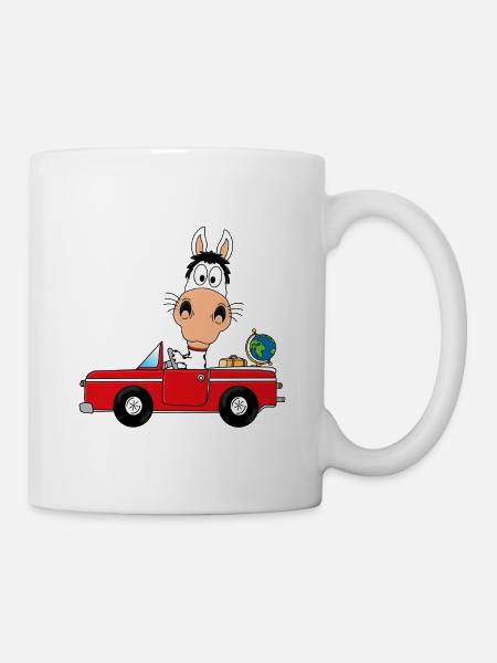 PFERD - AUTO - REISE - TIER - FUN - Tasse - Weiß