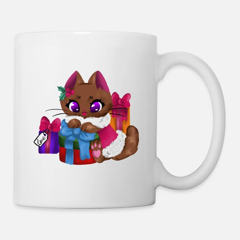 Chat🎁🐱 présent - Mug blanc - blanc