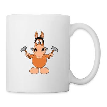 PFERD - HAMMER - HANDWERKER - TIER - TIERISCH - Tasse - Weiß - Rechts
